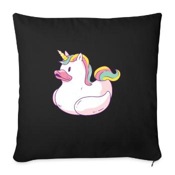 Einhorn Ente - Sofakissenbezug 45 x 45 cm - Schwarz - Vorne