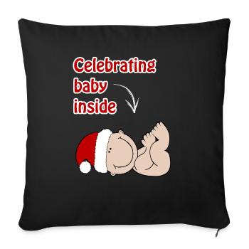 Pregnancy Christmas Baby T-Shirt Ladies - Sofa pillowcase 17,3'' x 17,3'' (45 x 45 cm) - black - Front