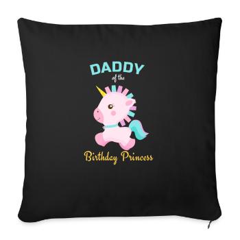 Papa d'anniversaire cadeau princesse Bday Party Licorne - Housse de coussin décorative 45 x 45 cm - noir - Devant