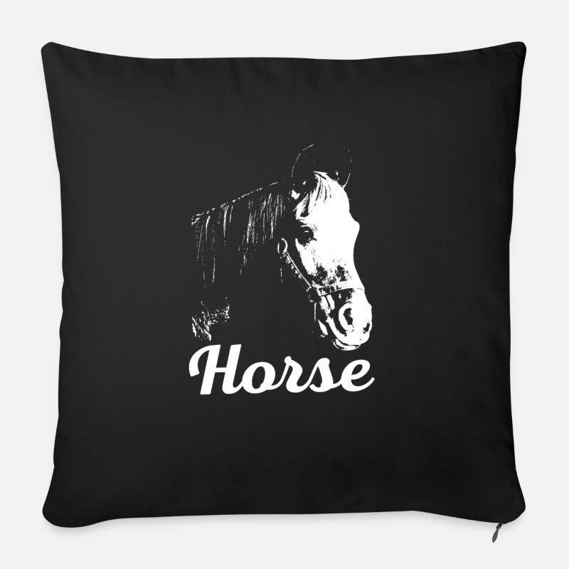cheval - Housse de coussin décorative 45 x 45 cm - noir