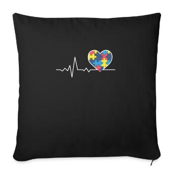 Cadeau de sensibilisation à l'autisme Cadeau de battement de coeur de l'autisme - Housse de coussin décorative 45 x 45 cm - noir - Devant