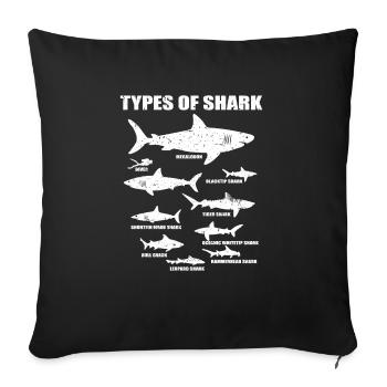 Requin Fan Nature Espèces Drôle Plongeur Tigre Cadeau - Housse de coussin décorative 45 x 45 cm - noir - Devant