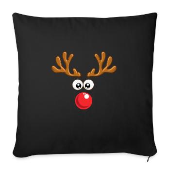 Noël Rudolph renne hiver nature cadeau - Housse de coussin décorative 45 x 45 cm - noir - Devant