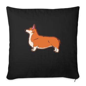 Welsh Corgi Pembroke Dog Silhuette - Housse de coussin décorative 45 x 45 cm - noir - Devant