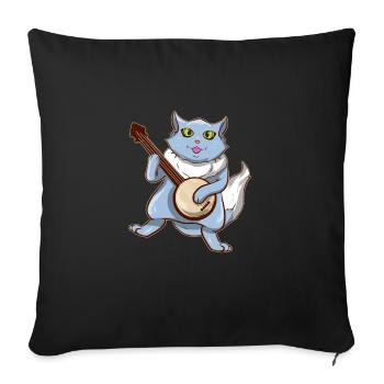 Cat Joue Banjo Mandolin Banjo Player - Housse de coussin décorative 45 x 45 cm - noir - Devant