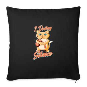 Musicien ecosse cornemuse chat cornemuse ecosse - Housse de coussin décorative 45 x 45 cm - noir - Devant