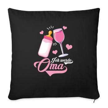 Ich werde Oma Geschenkidee - Sofakissenbezug 45 x 45 cm - Schwarz - Vorne