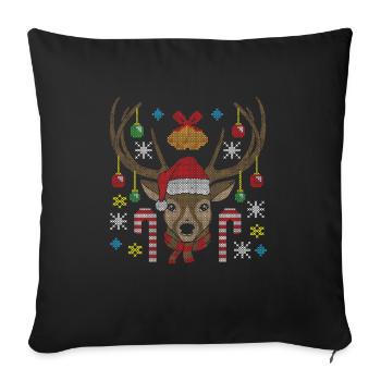 Weihnachts Rentier Elch Weihnachten - Sofakissenbezug 45 x 45 cm - Schwarz - Vorne