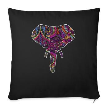Colorful Reflective Elephant of India Color - Sofa pillowcase 17,3'' x 17,3'' (45 x 45 cm) - black - Front