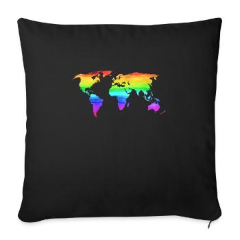 Rainbow Colors World Map Travel Travel - Sofa pillowcase 17,3'' x 17,3'' (45 x 45 cm) - black - Front