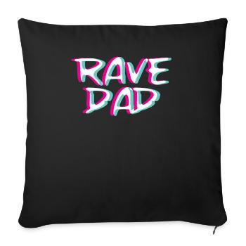 Techno Rave Papa Dad Trippy Ebm Glitch Hardstyle - Housse de coussin décorative 45 x 45 cm - noir - Devant