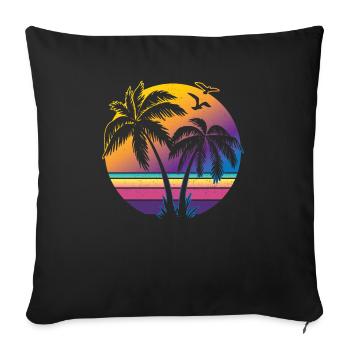 Vintage Sunset Palm Tree Gift Design Idea Beach - Sofa pillowcase 17,3'' x 17,3'' (45 x 45 cm) - black - Front
