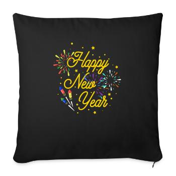 Bonne année - Housse de coussin décorative 45 x 45 cm - noir - Devant