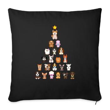 Chiot de chiens de Noël - Housse de coussin décorative 45 x 45 cm - noir - Devant