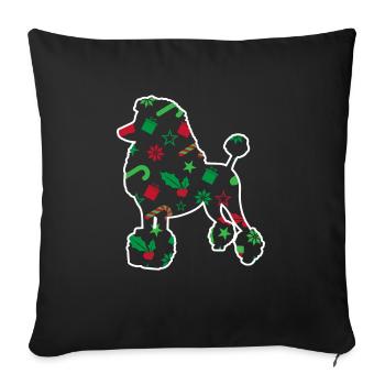 Noël drôle de caniche - Housse de coussin décorative 45 x 45 cm - noir - Devant