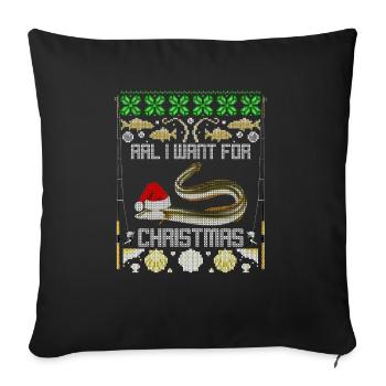 Angler Christmas motif with eel ugly christmas - Sofa pillowcase 17,3'' x 17,3'' (45 x 45 cm) - black - Front
