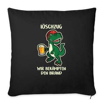 Löschzug Brand Dino Feuerwehr Thekenbrand - Sofakissenbezug 45 x 45 cm - Schwarz - Vorne