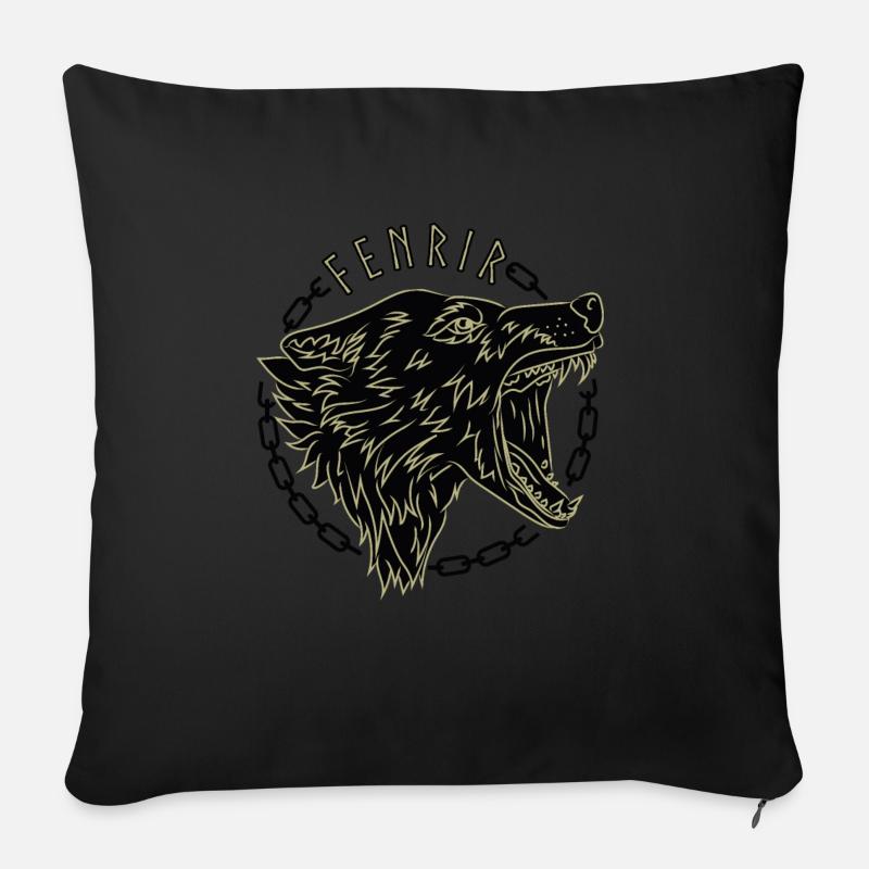 Fenrir - Wolf des Nordens - Sofakissenbezug 45 x 45 cm - Schwarz