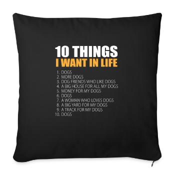 10 Things Dog Gifts For Dog Lovers Dog Novelty - Housse de coussin décorative 45 x 45 cm - noir - Devant