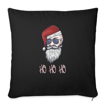 Rocker Père Noël Ho Ho Ho Ugly Xmas Sweater - Housse de coussin décorative 45 x 45 cm - noir - Devant