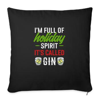 Ivre pour les fêtes Noël Gin's Full Of - Housse de coussin décorative 45 x 45 cm - noir - Devant