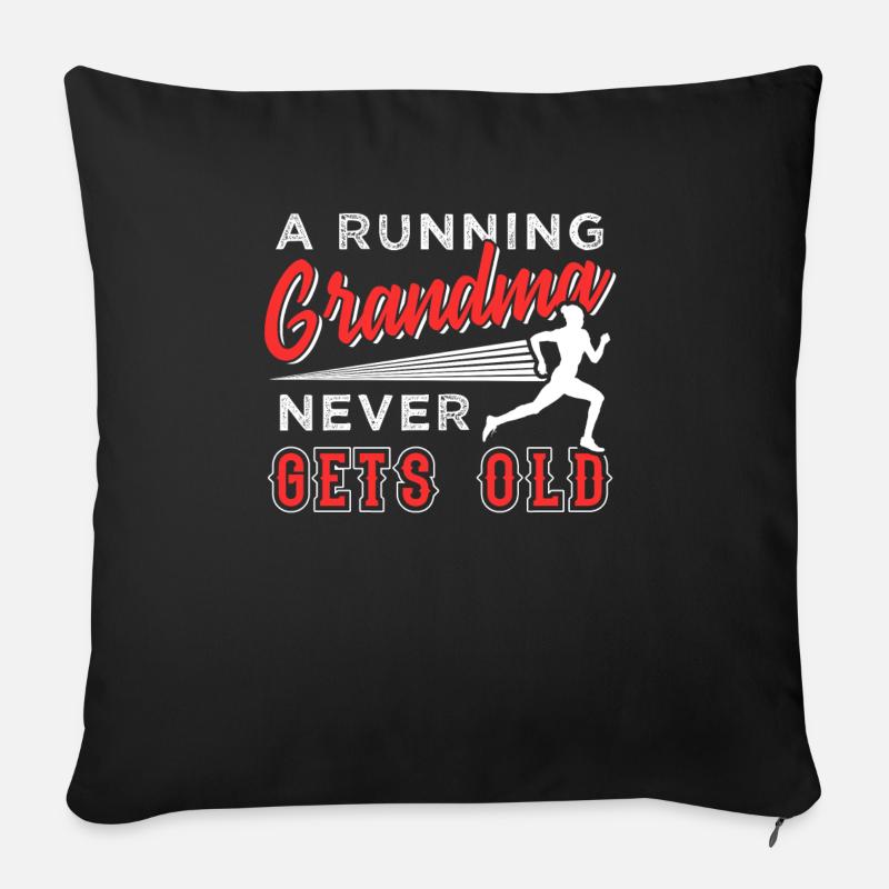 A running grandma never gets old - Sofa pillowcase 17,3'' x 17,3'' (45 x 45 cm) - black