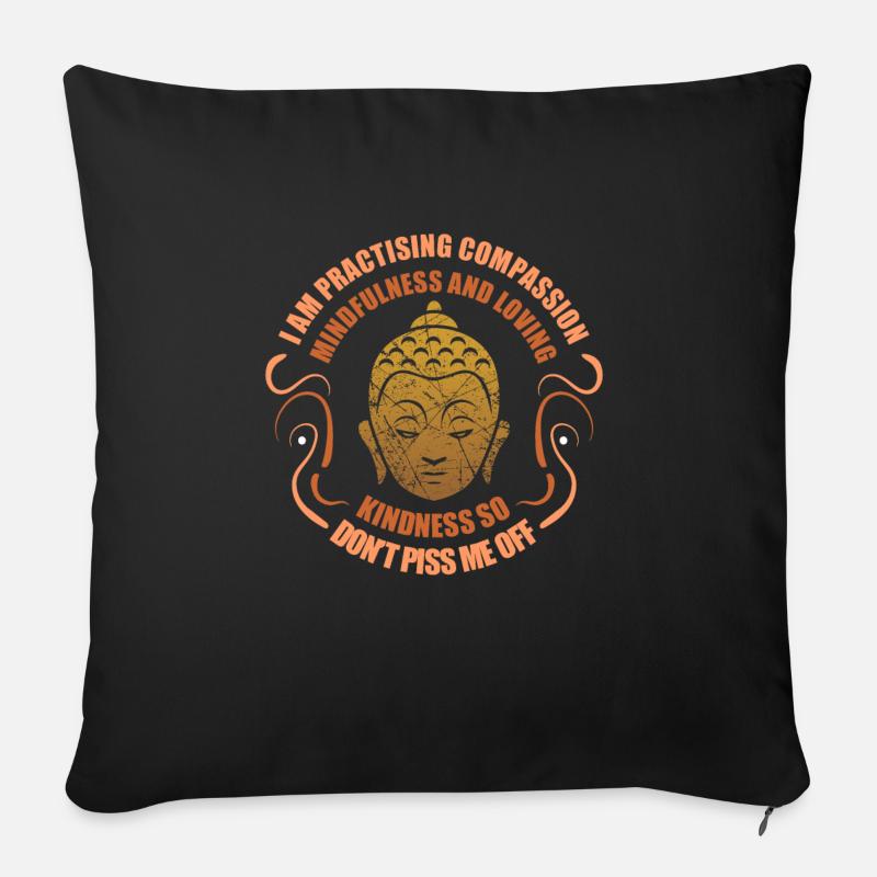 bouddhisme - Housse de coussin décorative 45 x 45 cm - noir
