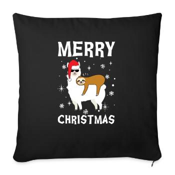 Lama & Sloth Xmas Lama & Sloth Noël - Housse de coussin décorative 45 x 45 cm - noir - Devant