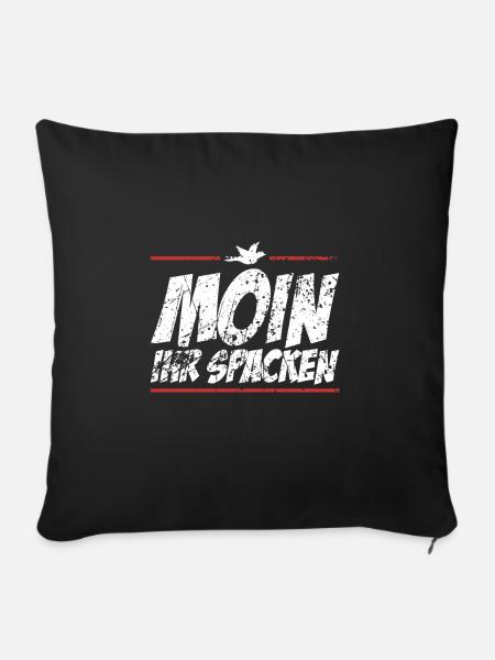 Moin Begrüßung Plattdeutsch Norddeutsch Möwe - Sofakissenbezug 45 x 45 cm - Schwarz