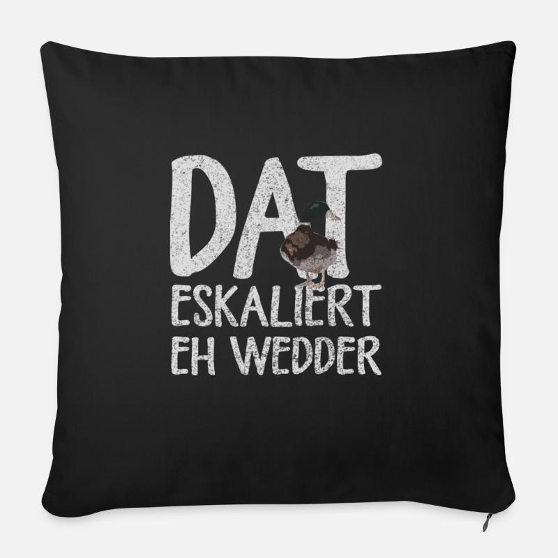 Ente Eskaliert Eh Wedder Plattdeutsch - Sofakissenbezug 45 x 45 cm - Schwarz