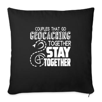Les couples de géocachette qui vont géocaching ensemble - Housse de coussin décorative 45 x 45 cm - noir - Devant