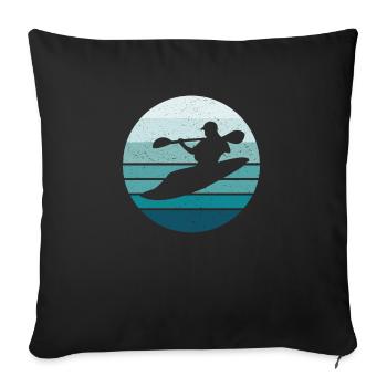 Whitewater Kayak Kayaking Retro Style - Sofa pillowcase 17,3'' x 17,3'' (45 x 45 cm) - black - Front