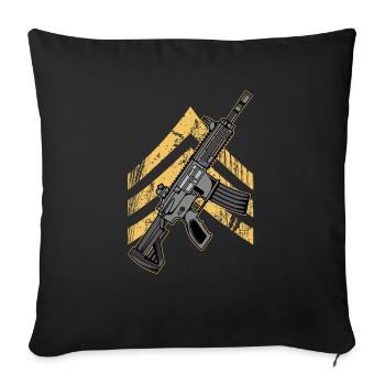 Sturmgewehr mit Abzeichen Shooter Game - Sofakissenbezug 45 x 45 cm - Schwarz - Vorne
