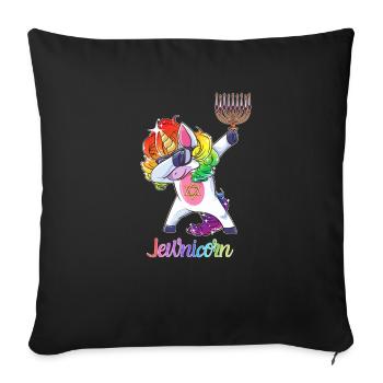 Jewnicorn - juif tamponnant licorne Hanoukka - Housse de coussin décorative 45 x 45 cm - noir - Devant