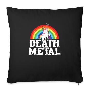 Death Metal Einhorn Hardrock Regenbogen Unicorn - Sofakissenbezug 45 x 45 cm - Schwarz - Vorne
