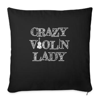 Crazy Violin Lady Violin Violoniste Violon - Housse de coussin décorative 45 x 45 cm - noir - Devant