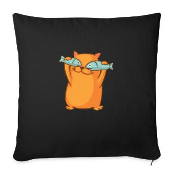 Mignon chat drôle a fisheye farce miaou - Housse de coussin décorative 45 x 45 cm - noir - Devant