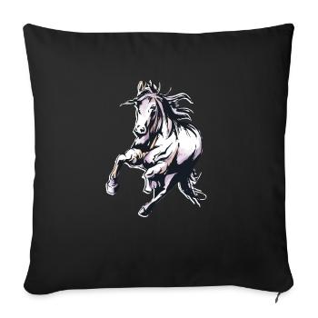 Grand cheval monte un cheval sauvage dans un style aquarelle - Housse de coussin décorative 45 x 45 cm - noir - Devant