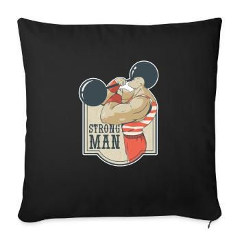 Strongman retro Muskelmann mit Gewicht Nostalgie - Sofakissenbezug 45 x 45 cm - Schwarz - Vorne