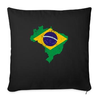 Brazil Flag print distressed vintage - Sofa pillowcase 17,3'' x 17,3'' (45 x 45 cm) - black - Front