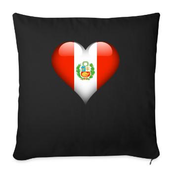 Drapeau péruvien coeur Pérou - Housse de coussin décorative 45 x 45 cm - noir - Devant