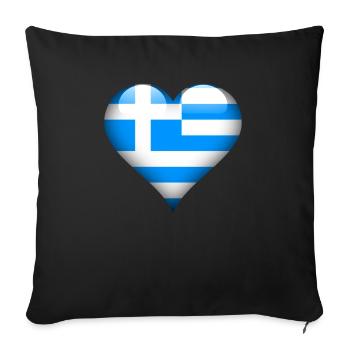 greek Heart Greece Flag - Sofa pillowcase 17,3'' x 17,3'' (45 x 45 cm) - black - Front
