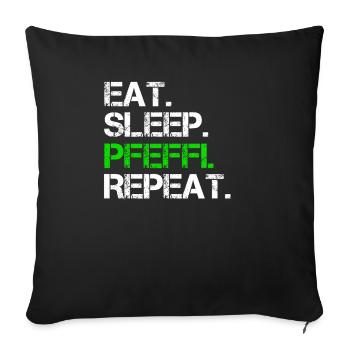 Eat Sleep Pfeffi Repeat - Housse de coussin décorative 45 x 45 cm - noir - Devant