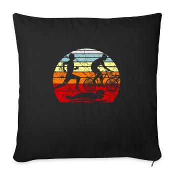 Idée cadeau cadeau triathlon triathlète - Housse de coussin décorative 45 x 45 cm - noir - Devant