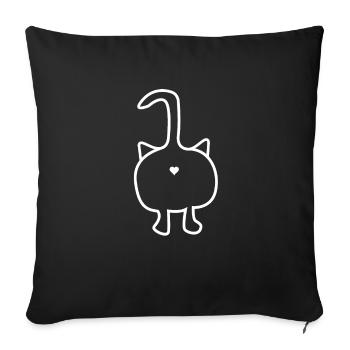 Chat par derrière - Housse de coussin décorative 45 x 45 cm - noir - Devant