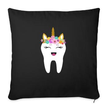 Unicorn Tooth Dentist Tooth Fairy Gift First Tooth - Sofa pillowcase 17,3'' x 17,3'' (45 x 45 cm) - black - Front