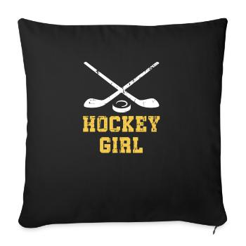 Hockey Girl Eishockey Hockeyspielerin Mädchen - Sofakissenbezug 45 x 45 cm - Schwarz - Vorne