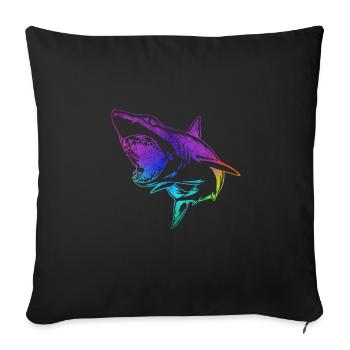 Requin contour coloré - Housse de coussin décorative 45 x 45 cm - noir - Devant