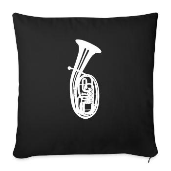 Tenor horn motif - Sofa pillowcase 17,3'' x 17,3'' (45 x 45 cm) - black - Front