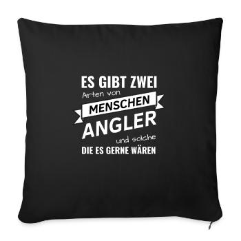 Fisch Geschenk für Angelfans Angler Fischer Männer - Sofakissenbezug 45 x 45 cm - Schwarz - Vorne